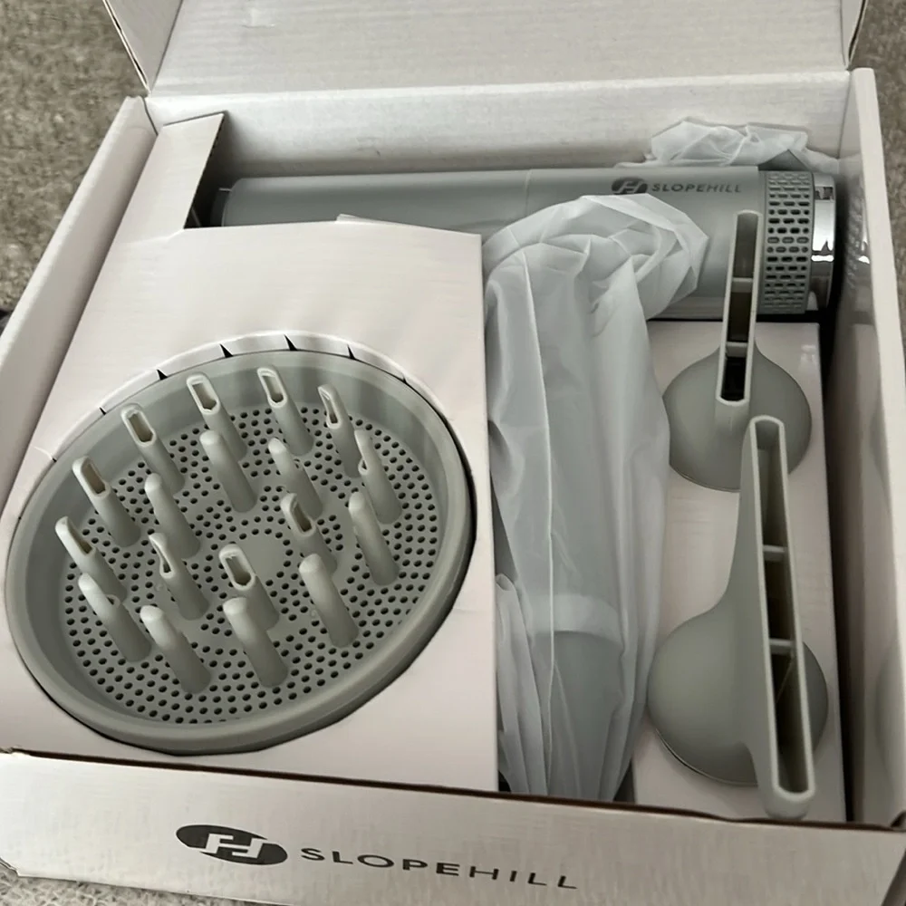 Silver Compact Low Noise 2000W Travel Hair Dryer with attachments #HB4